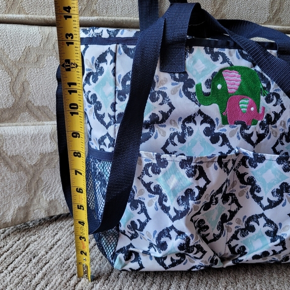 THIRTY ONE CROSSBODY ORGANIZING TOTE BAG FAB FLOURISH EMBROIDERED ELEPHANTS - Picture 12 of 13